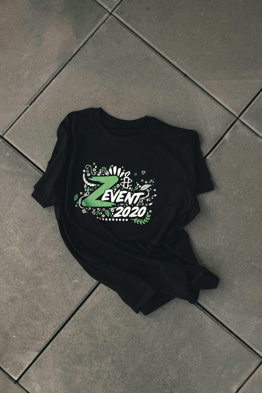 Flat lay of a custom printed t-shirt